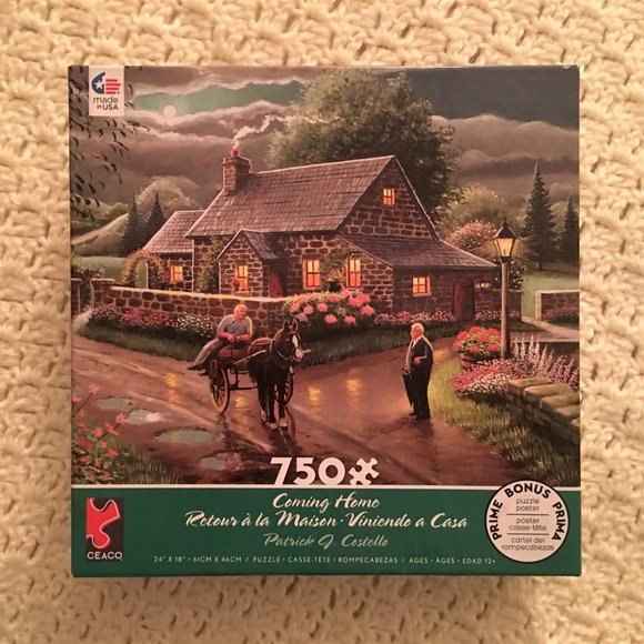 2 Adult Puzzles~NEW HALLMARK Homespun Alphabet + Lakeside Cottage with poster - Picture 5 of 8